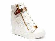 sneakers cu platforma inalta alb auriu